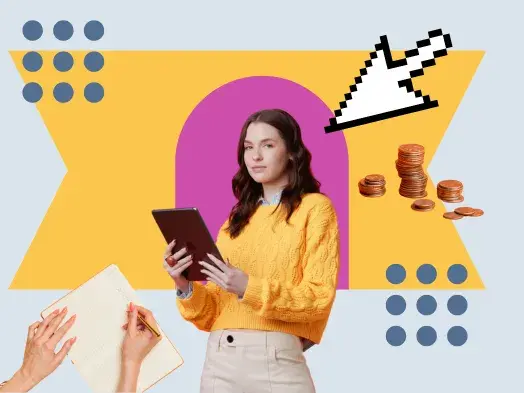 woman chooses buyer’s journey keywords for a blog post