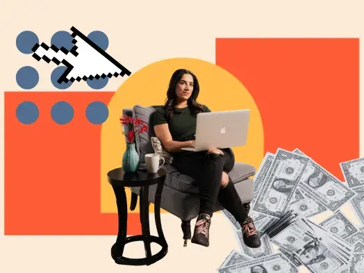 woman creates facebook ad examples for her company