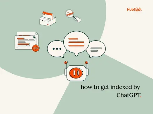 how to get indexed by ChatGPT graphic with bot and code graphics