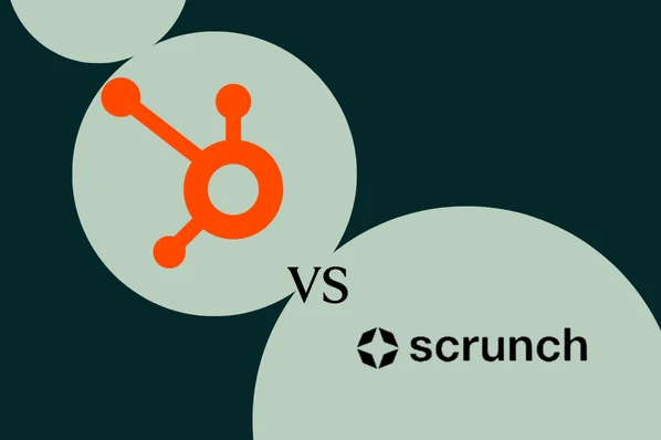HubSpot and Scrunch AI logos appear in two separate green circles as a means of comparison